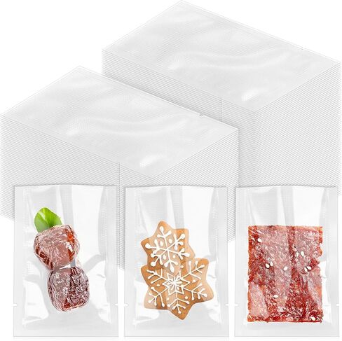 DLOnline 200 Pack 2.7x3.9 Inch Clear Textured Vacuum Sealer Bags with Tear Notch, One-Side Textured and One-Side Clear, Food-Grade Storage Pouches for Snacks, Candy, Grains, Meats and More in Kuwait