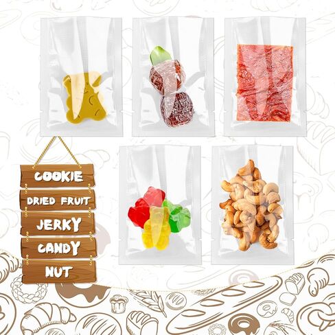 DLOnline 200 Pack 2.7x3.9 Inch Clear Textured Vacuum Sealer Bags with Tear Notch, One-Side Textured and One-Side Clear, Food-Grade Storage Pouches for Snacks, Candy, Grains, Meats and More in Kuwait