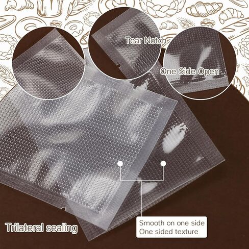 DLOnline 200 Pack 2.7x3.9 Inch Clear Textured Vacuum Sealer Bags with Tear Notch, One-Side Textured and One-Side Clear, Food-Grade Storage Pouches for Snacks, Candy, Grains, Meats and More in Kuwait