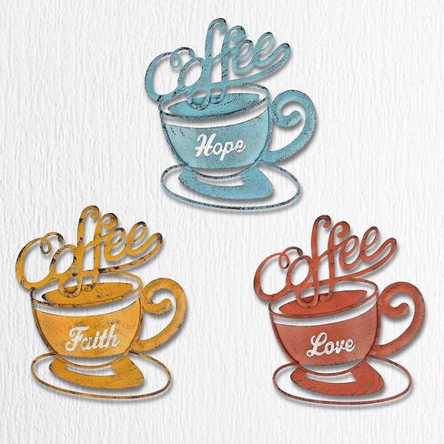 Tfro & Cile Kitchen Coffee Wall Decor Metal Home Decororation Indoor Eat Decor, 3 Pack in Saudi Arabia