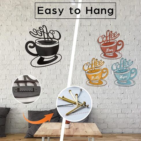 Tfro & Cile Kitchen Coffee Wall Decor Metal Home Decororation Indoor Eat Decor, 3 Pack in Saudi Arabia