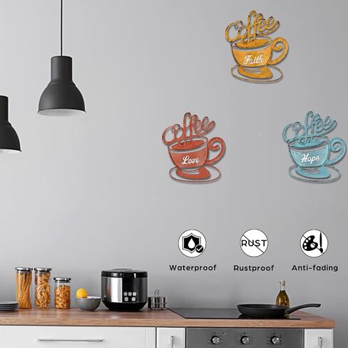 Tfro & Cile Kitchen Coffee Wall Decor Metal Home Decororation Indoor Eat Decor, 3 Pack in Saudi Arabia