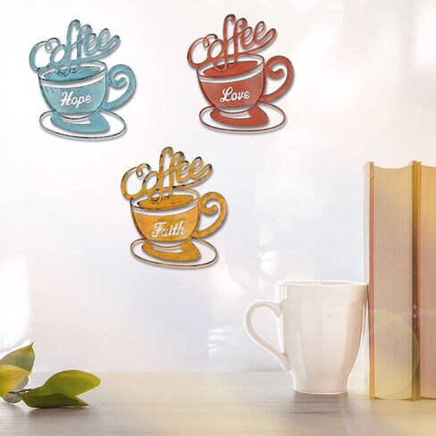 Tfro & Cile Kitchen Coffee Wall Decor Metal Home Decororation Indoor Eat Decor, 3 Pack in Saudi Arabia