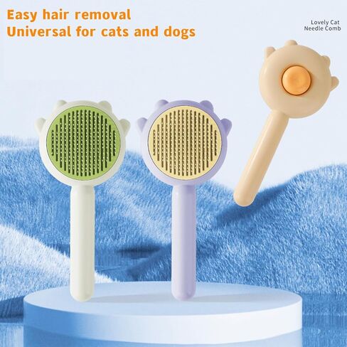 فرشاة جيانغ ويف تي للقطط والكلاب مع زر تحرير، فرشاة تنظيف شعر الحيوانات الأليفة، فرشاة للعناية بالقطط والكلاب، مشط سحري للحيوانات الأليفة، فرشاة للتنظيف الذاتي للقطط، فرشاة للعناية بالقطط، فرشاة لتساقط القطط (أخضر) in Kuwait
