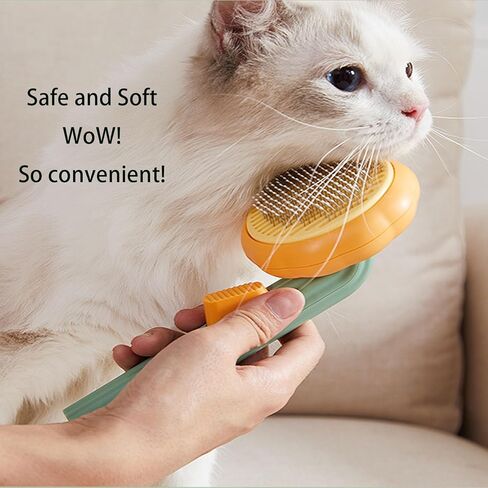 فرشاة جيانغ ويف تي للقطط والكلاب مع زر تحرير، فرشاة تنظيف شعر الحيوانات الأليفة، فرشاة للعناية بالقطط والكلاب، مشط سحري للحيوانات الأليفة، فرشاة للتنظيف الذاتي للقطط، فرشاة للعناية بالقطط، فرشاة لتساقط القطط (أخضر) in Kuwait