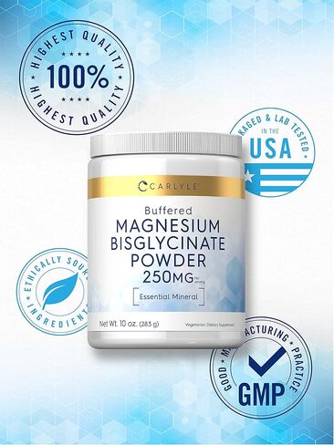 مسحوق بيسجليسينات المغنيسيوم | 250 مجم | 10 أونصة | مكمل نباتي وغير معدّل وراثيًا وخالي من الغلوتين | بواسطة كارلايل in Kuwait