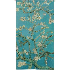 Ofat Home Japanese Doorway Curtain Noren Cherry Blossom Sakura and Mount Fuji Artistic Painting Tapestry for Wall Hanging Home Decor, 33.5"x 59"