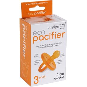 Ecopiggy Ecopacifier Natural Pacifier Rounded (3 Pack) 0-6 Months in Saudi Arabia