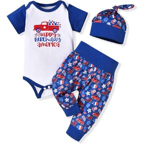 ملابس أطفال حديثي الولادة من Unutiylo ملابس أطفال أولادي في الرابع من يوليو طقم ملابس للأطفال الأولاد والبنات in Kuwait