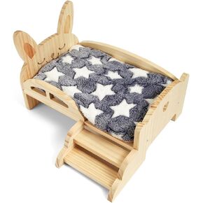 سرير خنزير غينيا NQEUEPN، سرير خنزير غينيا الخشبي مع سلالم وحصيرة، موائل قابلة للفصل لخنازير غينيا، سرير وسادة للحيوانات للهامستر، أرنب قزم، شينشيلا، سنجاب، خنزير غينيا in Kuwait