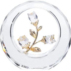LONGWIN Crystal Tulips Flower Figurines with a Outer Circular Ring, Glass Spring Bouquet Collectible Figurines Home Decor - Gift Idea for Mothers Day, Valentine's Day (Cobalt Blue)