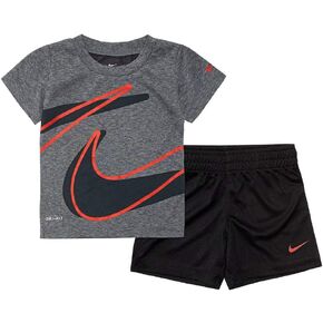 Nike Kids Baby Boy's Dri-Fit Short Sleeve T-Shirt and Shorts Two-Piece Set (Toddler) Black 2T Toddler in Saudi Arabia