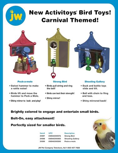 JW Pet Company Activitoy Peck-A-Mole Small Bird Toy, Colors Vary in Saudi Arabia