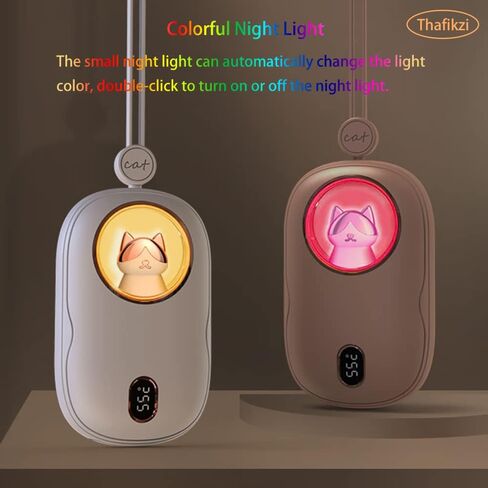 شاحن محمول لطيف بقوة 10000 مللي أمبير في الساعة، جهاز تدفئة اليد قابل لإعادة الشحن، 3 مستويات للحرارة، تسخين على الوجهين مع سخان شاشة رقمية، شحن سريع، أضواء ملونة للطاقة المتنقلة 3 في 1 in Kuwait