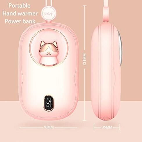 شاحن محمول لطيف بقوة 10000 مللي أمبير في الساعة، جهاز تدفئة اليد قابل لإعادة الشحن، 3 مستويات للحرارة، تسخين على الوجهين مع سخان شاشة رقمية، شحن سريع، أضواء ملونة للطاقة المتنقلة 3 في 1 in Kuwait