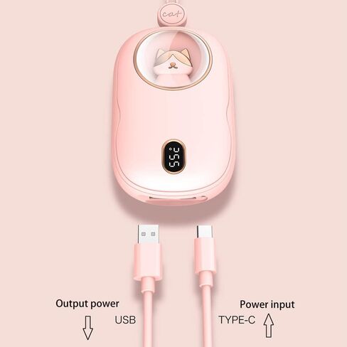 شاحن محمول لطيف بقوة 10000 مللي أمبير في الساعة، جهاز تدفئة اليد قابل لإعادة الشحن، 3 مستويات للحرارة، تسخين على الوجهين مع سخان شاشة رقمية، شحن سريع، أضواء ملونة للطاقة المتنقلة 3 في 1 in Kuwait