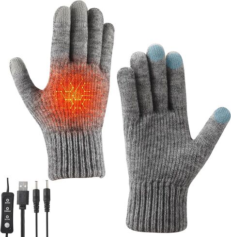 BicycleStore USB Heated Gloves, Winter Warm Heated Gloves with 3 Adjustable Temperature Electric Touchscreen Gloves Hand Warmers Work Gloves Unisex Washable Knitting Glove for Men Women Indoor Outdoor in Kuwait