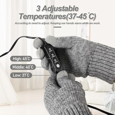 BicycleStore USB Heated Gloves, Winter Warm Heated Gloves with 3 Adjustable Temperature Electric Touchscreen Gloves Hand Warmers Work Gloves Unisex Washable Knitting Glove for Men Women Indoor Outdoor in Kuwait