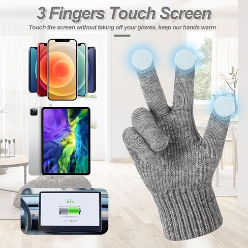 BicycleStore USB Heated Gloves, Winter Warm Heated Gloves with 3 Adjustable Temperature Electric Touchscreen Gloves Hand Warmers Work Gloves Unisex Washable Knitting Glove for Men Women Indoor Outdoor in Kuwait