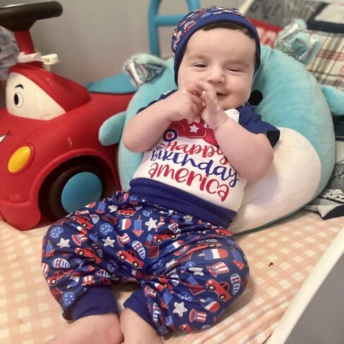 ملابس أطفال حديثي الولادة من Unutiylo ملابس أطفال أولادي في الرابع من يوليو طقم ملابس للأطفال الأولاد والبنات in Kuwait