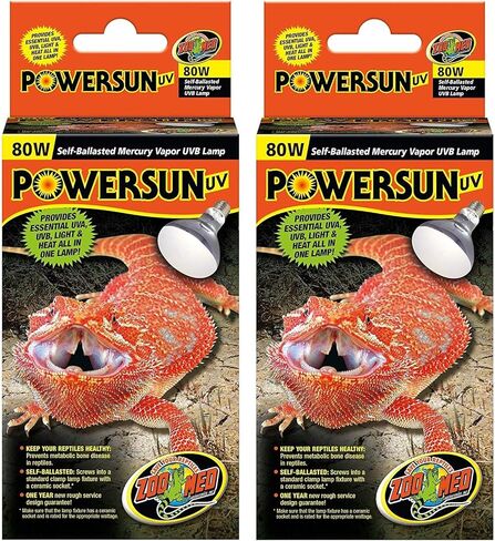 Zoo Med 2 Pack of PowerSun UV Reptile Bulbs, 80 Watts, Self-Ballasted Mercury Vapor UVB Lamp2 in Saudi Arabia
