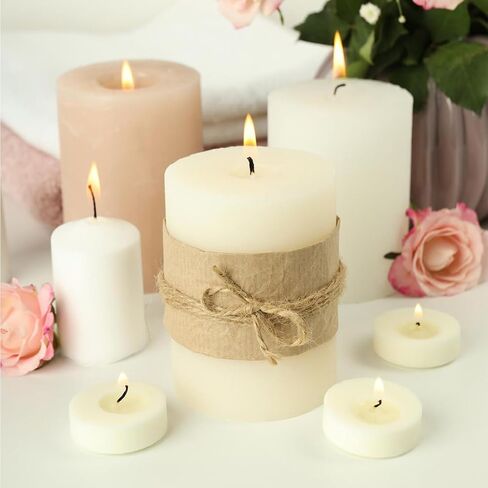 12 Pack 2x3 Inch Pillar Candles, Unscented Column Candles for Home Restaurants Spa Church Weddings, Smokeless Dripless and Clean Burning Emergency Candle - White in Kuwait