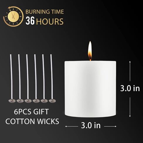 12 Pack 2x3 Inch Pillar Candles, Unscented Column Candles for Home Restaurants Spa Church Weddings, Smokeless Dripless and Clean Burning Emergency Candle - White in Kuwait