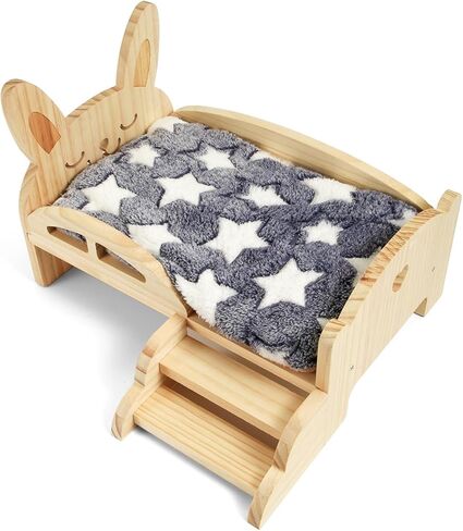 سرير خنزير غينيا NQEUEPN، سرير خنزير غينيا الخشبي مع سلالم وحصيرة، موائل قابلة للفصل لخنازير غينيا، سرير وسادة للحيوانات للهامستر، أرنب قزم، شينشيلا، سنجاب، خنزير غينيا in Kuwait