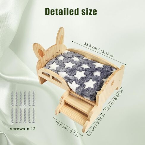 سرير خنزير غينيا NQEUEPN، سرير خنزير غينيا الخشبي مع سلالم وحصيرة، موائل قابلة للفصل لخنازير غينيا، سرير وسادة للحيوانات للهامستر، أرنب قزم، شينشيلا، سنجاب، خنزير غينيا in Kuwait