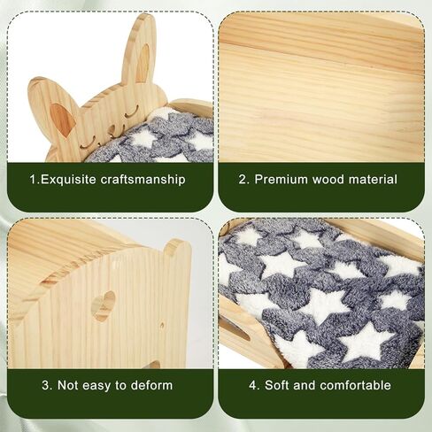 سرير خنزير غينيا NQEUEPN، سرير خنزير غينيا الخشبي مع سلالم وحصيرة، موائل قابلة للفصل لخنازير غينيا، سرير وسادة للحيوانات للهامستر، أرنب قزم، شينشيلا، سنجاب، خنزير غينيا in Kuwait