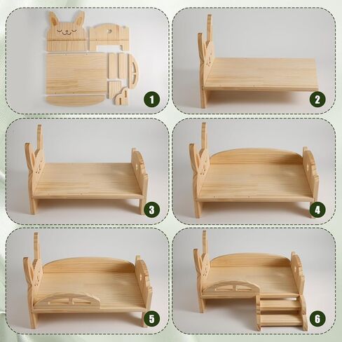 سرير خنزير غينيا NQEUEPN، سرير خنزير غينيا الخشبي مع سلالم وحصيرة، موائل قابلة للفصل لخنازير غينيا، سرير وسادة للحيوانات للهامستر، أرنب قزم، شينشيلا، سنجاب، خنزير غينيا in Kuwait