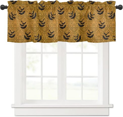 TTBDKKDM Halloween Window Valance for Kitchen Living Room Bedroom Jack Skellington and Sally Window Curtain for Halloween Decorations and Supplies Rod Pocket Window Treatment Valance Short Curtain in Kuwait
