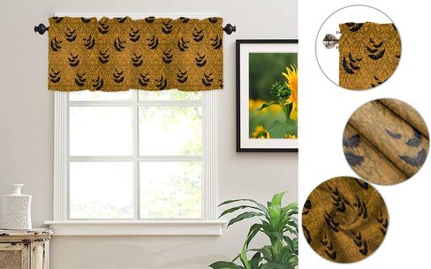 TTBDKKDM Halloween Window Valance for Kitchen Living Room Bedroom Jack Skellington and Sally Window Curtain for Halloween Decorations and Supplies Rod Pocket Window Treatment Valance Short Curtain in Kuwait