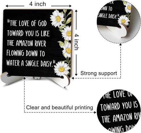 Home Office Wood Sign Plaque With Stand, The Love Of God Toward You Is Like The Amazon River Flowing Down To Water A Single Daisy, Inspirational Wooden Sign Gift Desk Decor Plaque for Women Men - 09 in Kuwait