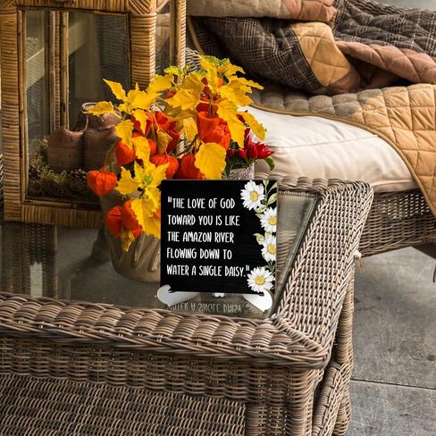 Home Office Wood Sign Plaque With Stand, The Love Of God Toward You Is Like The Amazon River Flowing Down To Water A Single Daisy, Inspirational Wooden Sign Gift Desk Decor Plaque for Women Men - 09 in Kuwait