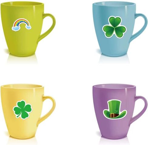 Angjiny 50 قطعة من ملصقات عيد القديس باتريك، ملصقات منقوشة على شكل شامروك، ملصقات نافذة شامروك خضراء، ملصقات نافذة شامروك ثابتة لديكور الربيع الأيرلندي in Kuwait