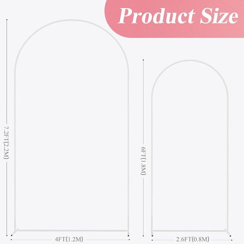 Fomcet Metal Arch Backdrop Stand Set of 2 Wedding Arch Stand White 7.2FT & 6FT Arched Frame for Birthday Party Baby Shower Graduation Ceremony Decorations in Saudi Arabia