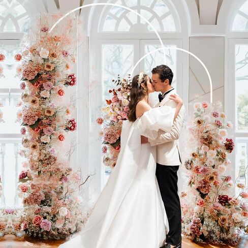 Fomcet Metal Arch Backdrop Stand Set of 2 Wedding Arch Stand White 7.2FT & 6FT Arched Frame for Birthday Party Baby Shower Graduation Ceremony Decorations in Saudi Arabia