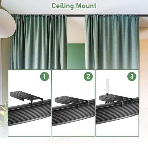 TOKPLNU Ceiling Curtain Track Accessories, Flexible Bendable White Curtain Rail 10Ft Ceiling Wall Mount Curved Curtain Track Hardware Set, Curtain Track Glider Track Roller Hooks Clips in Saudi Arabia