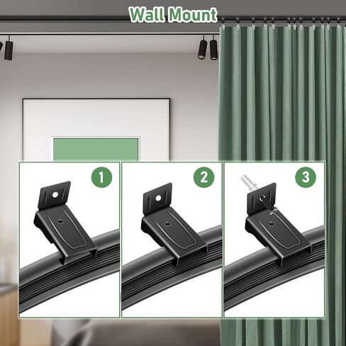 TOKPLNU Ceiling Curtain Track Accessories, Flexible Bendable White Curtain Rail 10Ft Ceiling Wall Mount Curved Curtain Track Hardware Set, Curtain Track Glider Track Roller Hooks Clips in Saudi Arabia