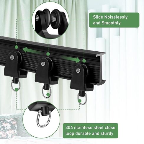 TOKPLNU Ceiling Curtain Track Accessories, Flexible Bendable White Curtain Rail 10Ft Ceiling Wall Mount Curved Curtain Track Hardware Set, Curtain Track Glider Track Roller Hooks Clips in Saudi Arabia