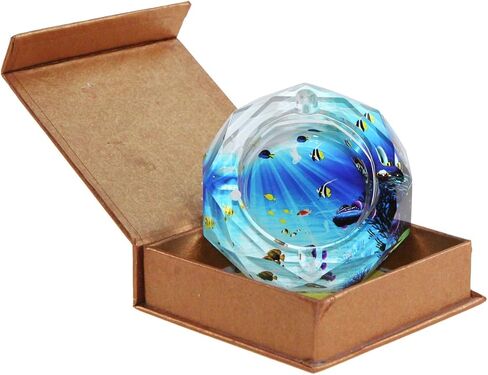 Apol Beautiful Octagon Crystal Glass Ashtrays 3.9" Cigar Cigarette Ash Holder Case for Home Office Tabletop Decoration Dad Gift (Circle) in Saudi Arabia