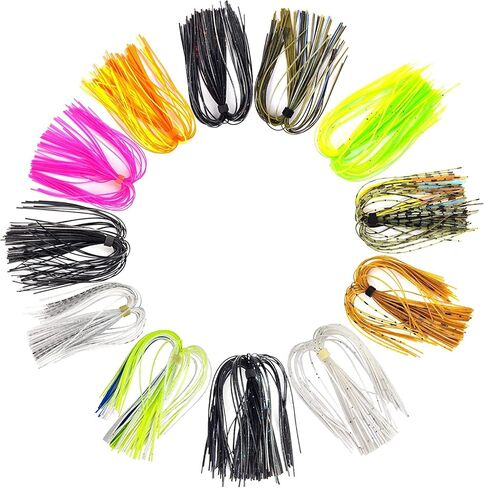 Eupheng 12 Colors Silicone Jig Skirts Fishing Lure Skirt Replacement for Spinnerbaits Bass Buzzbaits DIY Squid Jig Spinner Bait Buzzbaits Accessories in Saudi Arabia