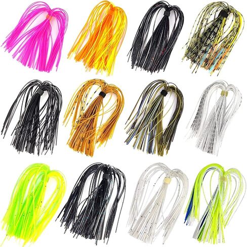 Eupheng 12 Colors Silicone Jig Skirts Fishing Lure Skirt Replacement for Spinnerbaits Bass Buzzbaits DIY Squid Jig Spinner Bait Buzzbaits Accessories in Saudi Arabia