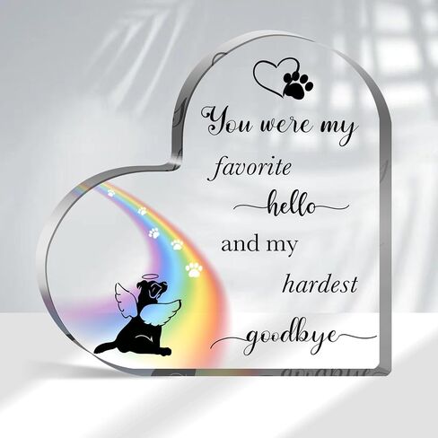 Dog Loss Gifts, Dog Bereavement Gifts, Dog Remembrance Gift, Memory Gift of Dog, Passing Away Gifts, Dog Sympathy Memorial Heart Shaped Acrylic Decor Sign, Condolence Gifts for Loss of Dog in Kuwait