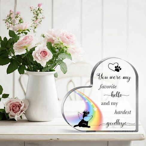 Dog Loss Gifts, Dog Bereavement Gifts, Dog Remembrance Gift, Memory Gift of Dog, Passing Away Gifts, Dog Sympathy Memorial Heart Shaped Acrylic Decor Sign, Condolence Gifts for Loss of Dog in Kuwait