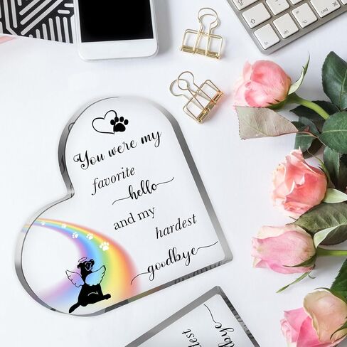 Dog Loss Gifts, Dog Bereavement Gifts, Dog Remembrance Gift, Memory Gift of Dog, Passing Away Gifts, Dog Sympathy Memorial Heart Shaped Acrylic Decor Sign, Condolence Gifts for Loss of Dog in Kuwait