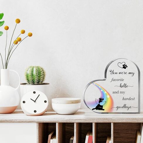 Dog Loss Gifts, Dog Bereavement Gifts, Dog Remembrance Gift, Memory Gift of Dog, Passing Away Gifts, Dog Sympathy Memorial Heart Shaped Acrylic Decor Sign, Condolence Gifts for Loss of Dog in Kuwait