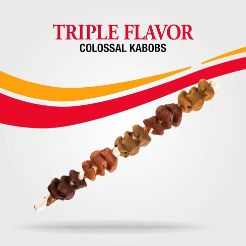 Good 'n' Fun Triple Flavor Colossal Kabobs, 3 Count, Treat Extra-Large Dogs to Long-Lasting Rawhide Chews in Kuwait