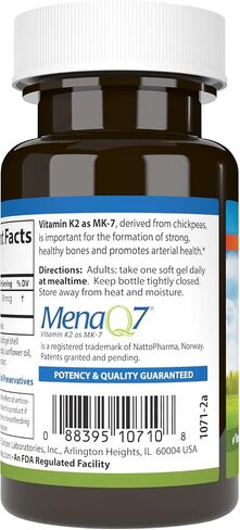 Carlson - Vitamin K2 MK-7 (Menaquinone), 90 mcg, Bone Support, Calcium Bioavailability, K2 Vitamin, Vitamin K-2, 60 Softgels in Saudi Arabia